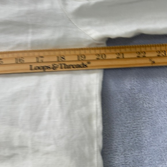 CAbi‎ White Linen Utility Jacket Medium Mandarin Collar Button Front Cropped - Picture 6 of 8